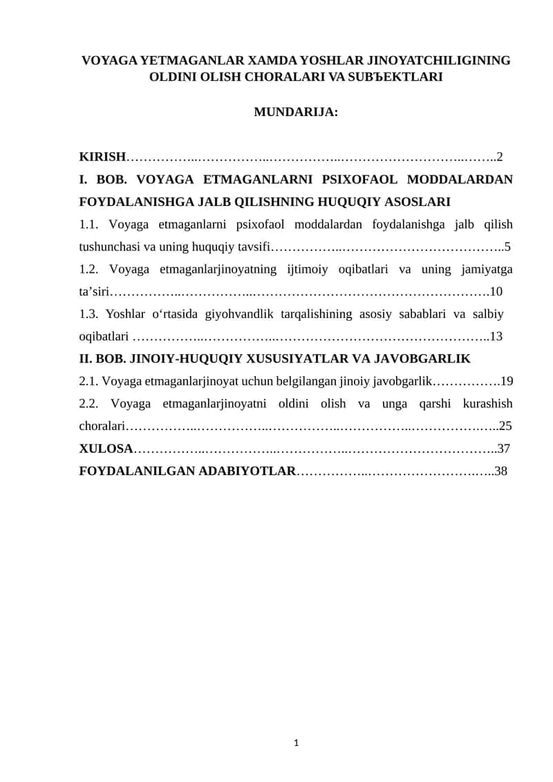 Voyaga Yetmaganlar va Yoshlar Jinoyatchiliginin Oldini Olish Choralari va Sub'ektlari