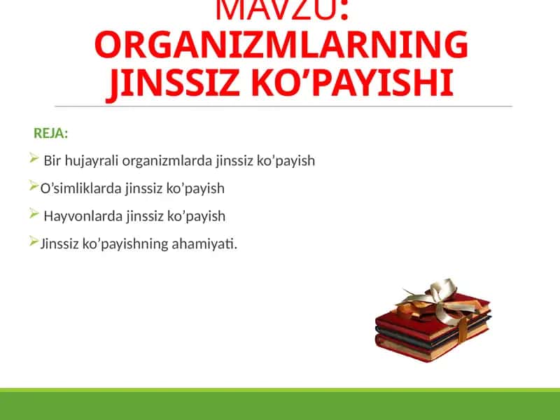 Organizmlarning Jinssiz Ko'payishi