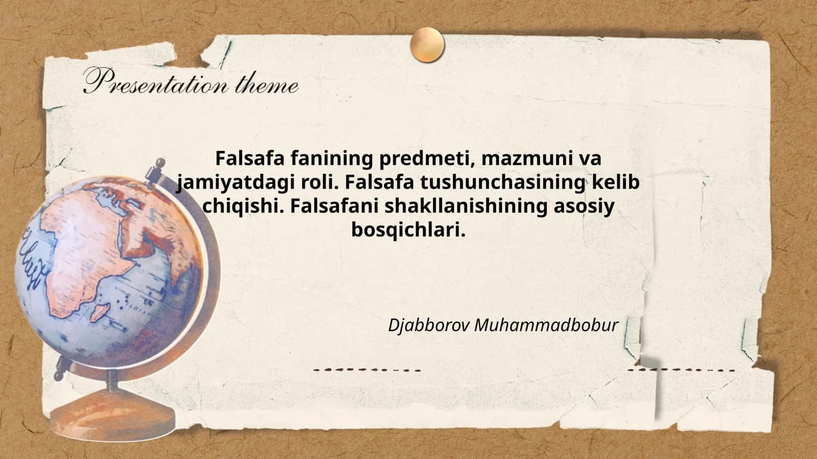 Falsafa fanining predmeti, mazmuni va jamiyatdagi roli