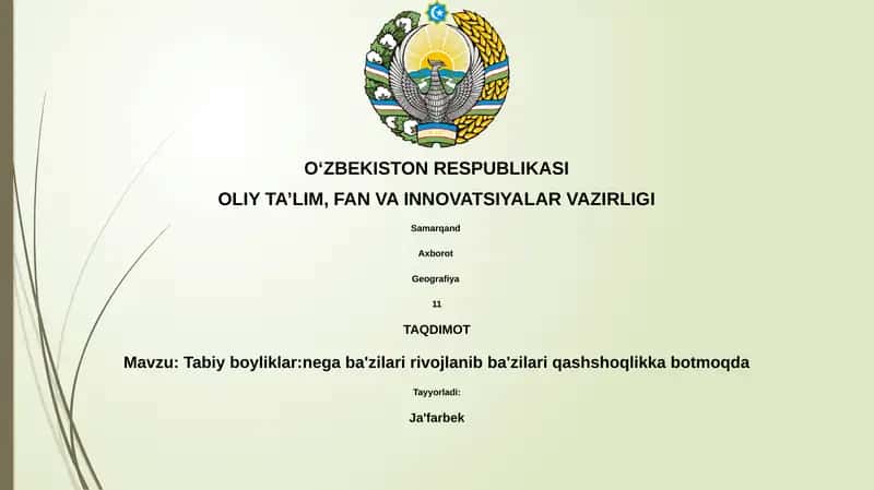 Tabiy boyliklar:nega ba'zilari rivojlanib ba'zilari qashshoqlikka botmoqda