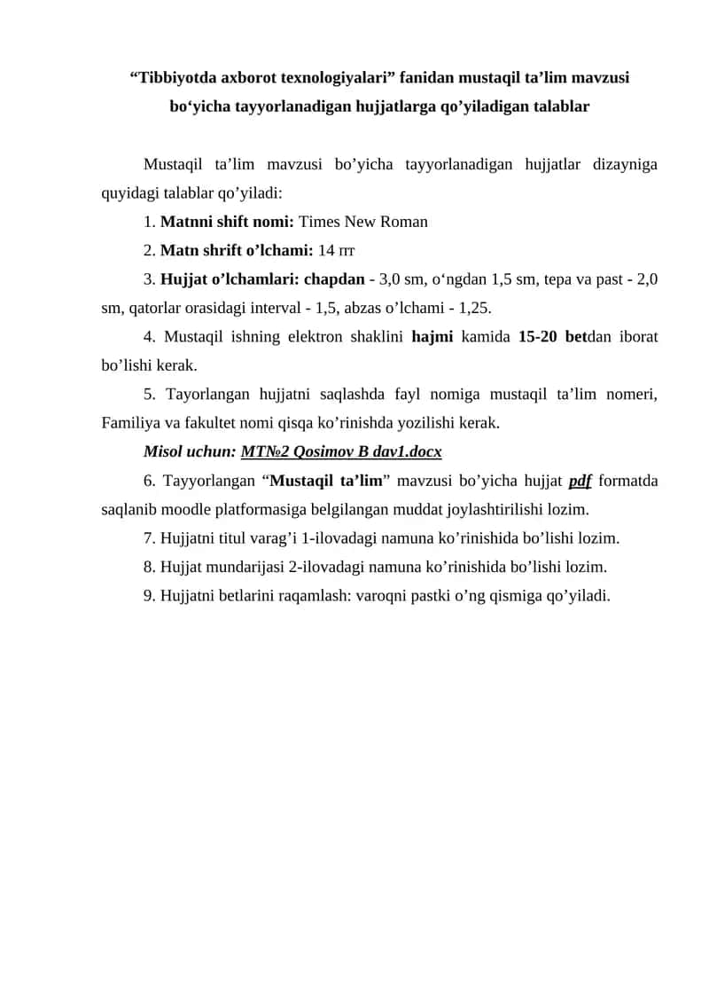 Tibbiyotda axborot texnologiyalari