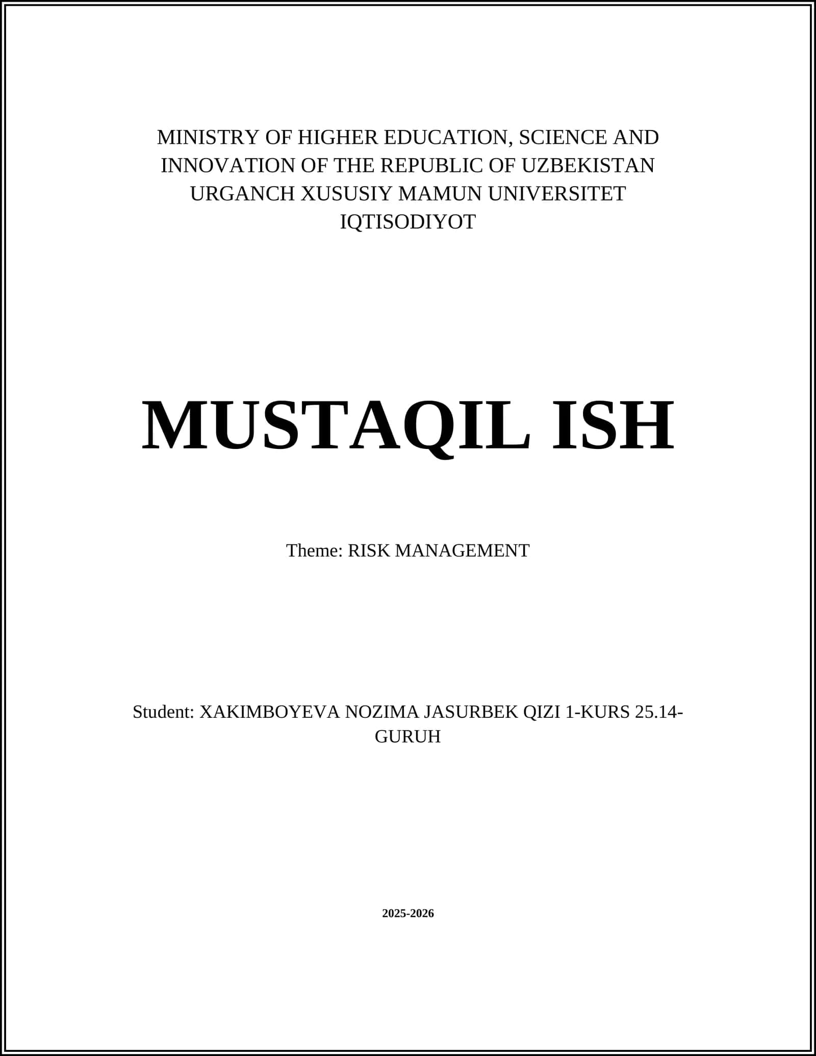 RISK MANAGEMENT