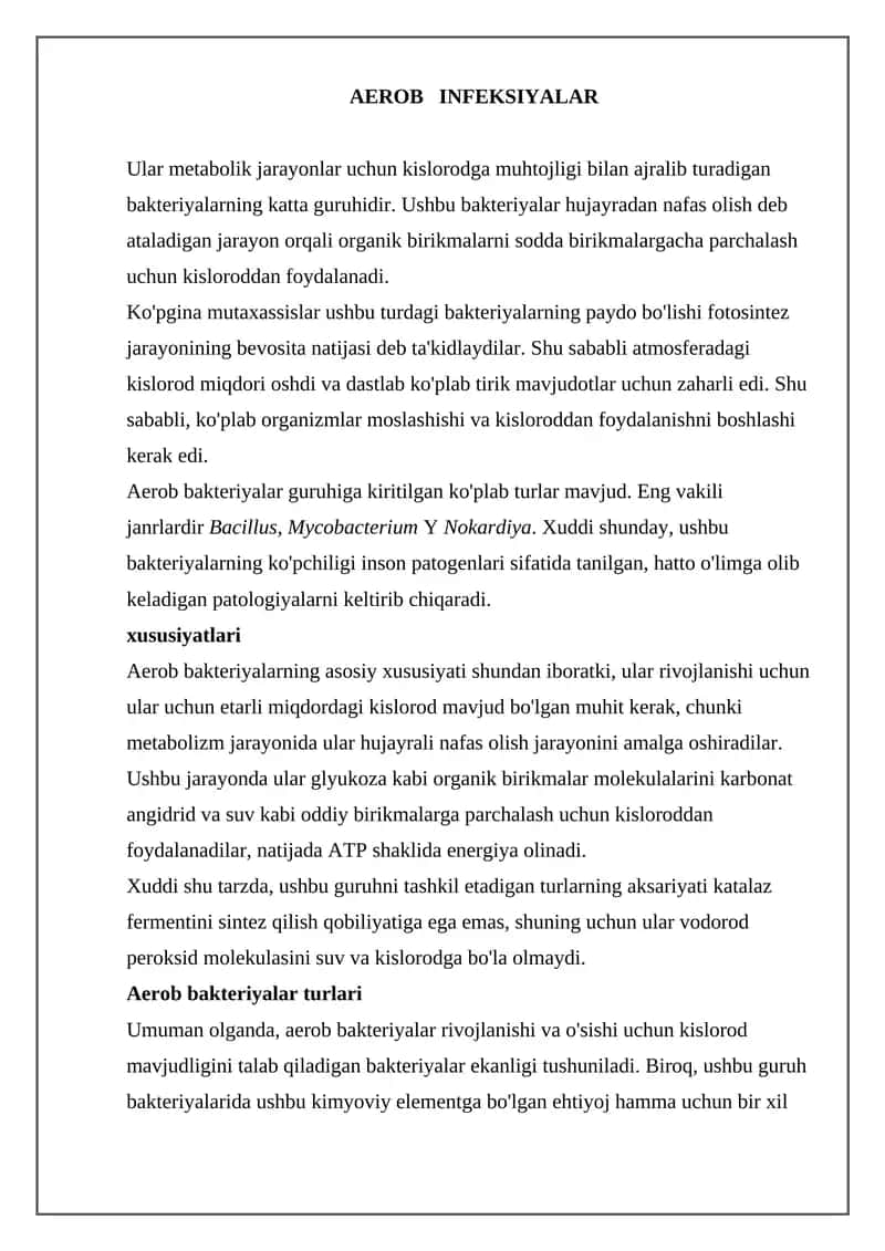 AEROB INFEKSIYALAR