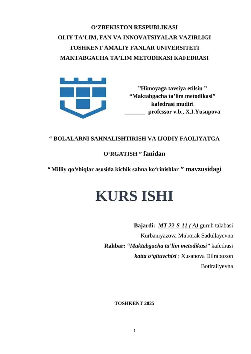 Milliy qo‘shiqlar asosida kichik sahna ko‘rinishlar
