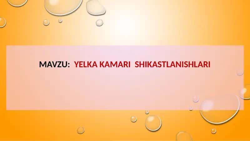 Yelka Kamari Shikastlanishlari