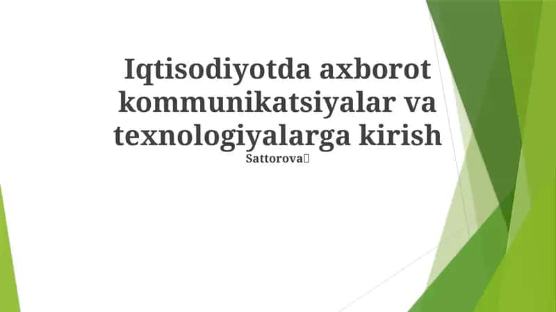 Axborot-kommunikatsiya texnologiyalarining qo'llanilishi va unumdorlikning oshishi