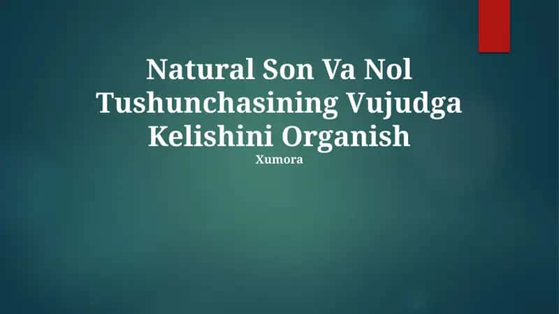 Natural Son Va Nol Tushunchasining Vujudga Kelishini Organish