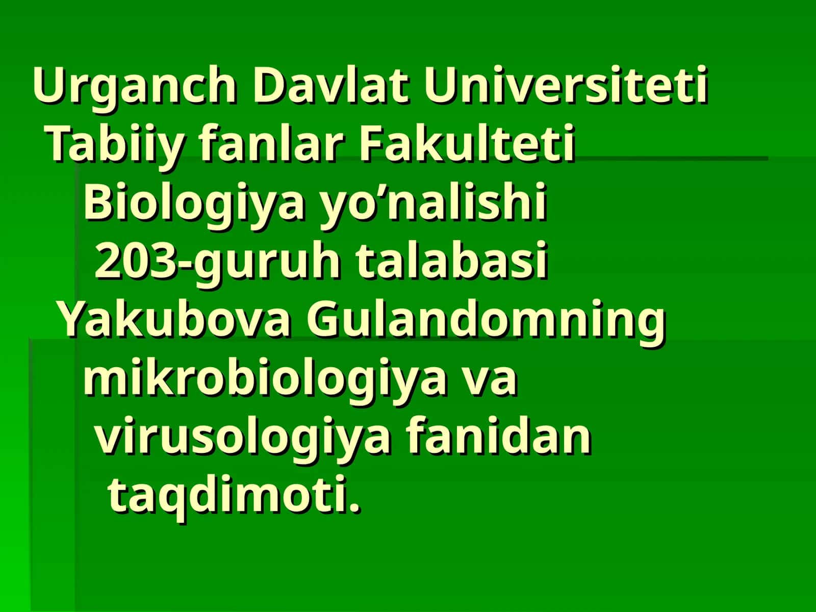 Biologiya yo’nalishi - Sharsimon bakteriyalar morfologiyasi