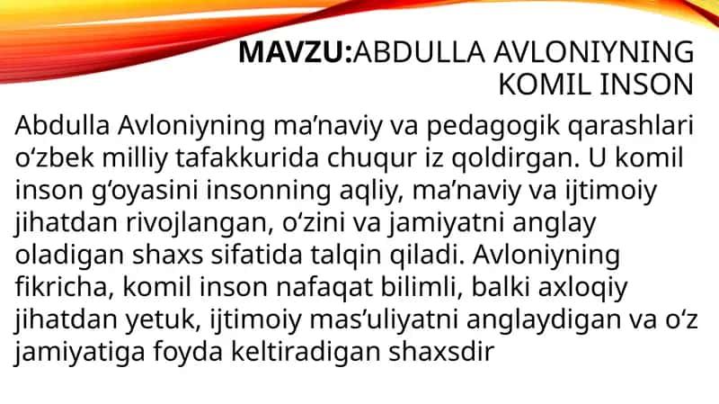 Abdulla Avloniyning komil inson