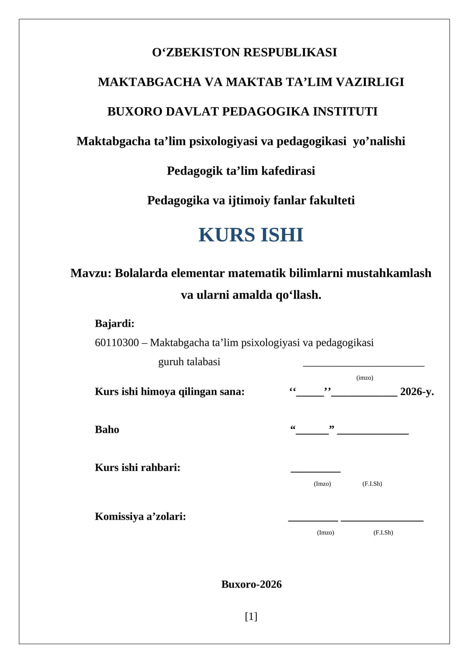 Bolalarda elementar matematik bilimlarni mustahkamlash va ularni amalda qo‘llash