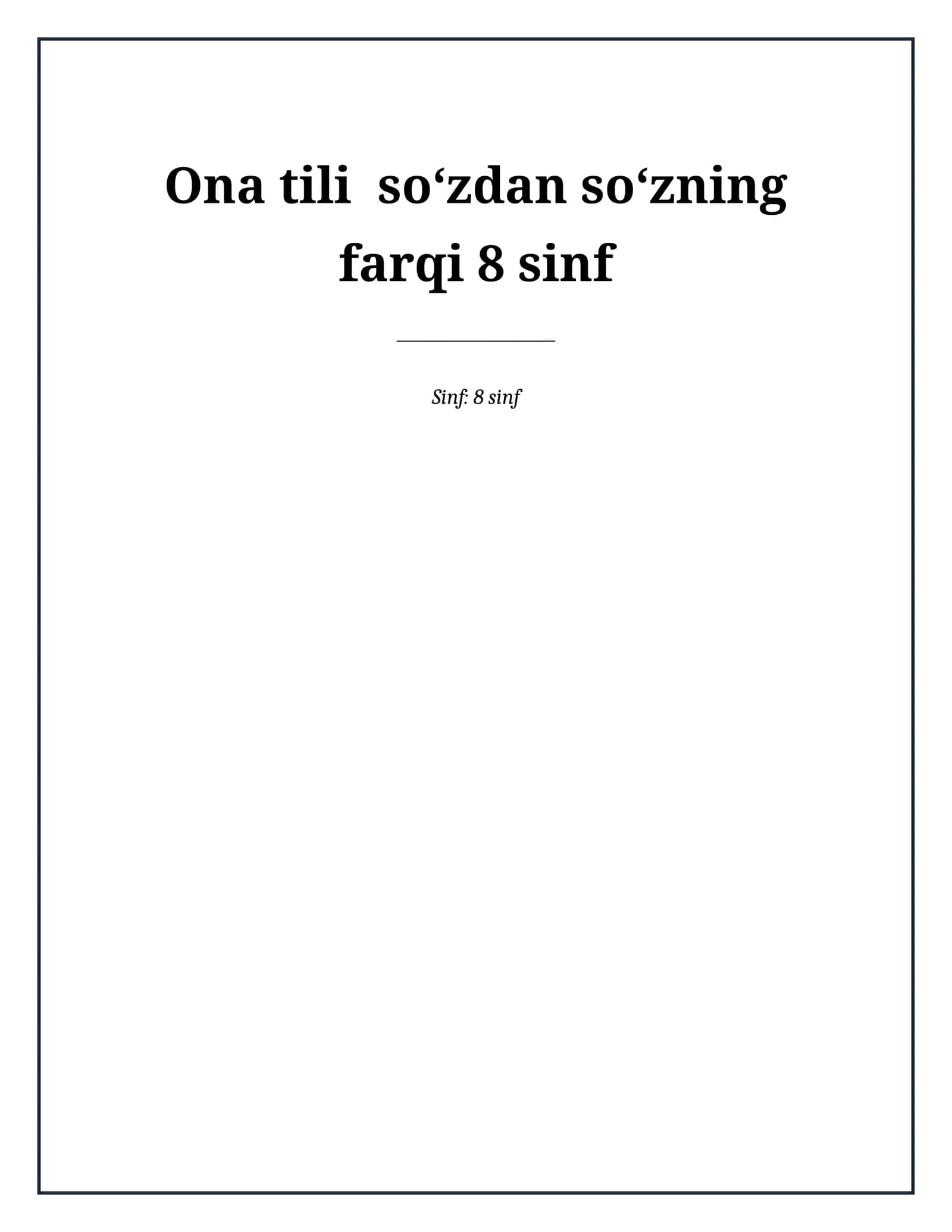 Lesson on Ona tili soʻzdan soʻzning farqi 8 sinf