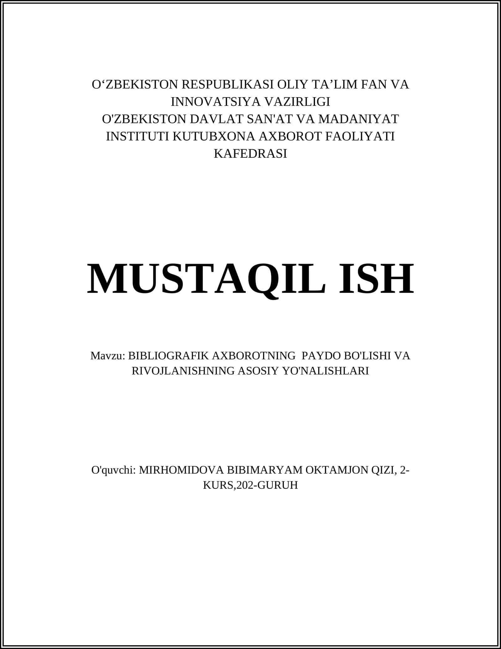 Bibliografik Axborotning Paydo Bo‘lishi va Rivojlanishining Tarixiy Asoslari