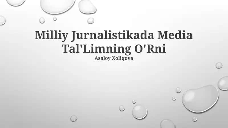 Milliy Jurnalistikada Media Tal'Limning O'Rni