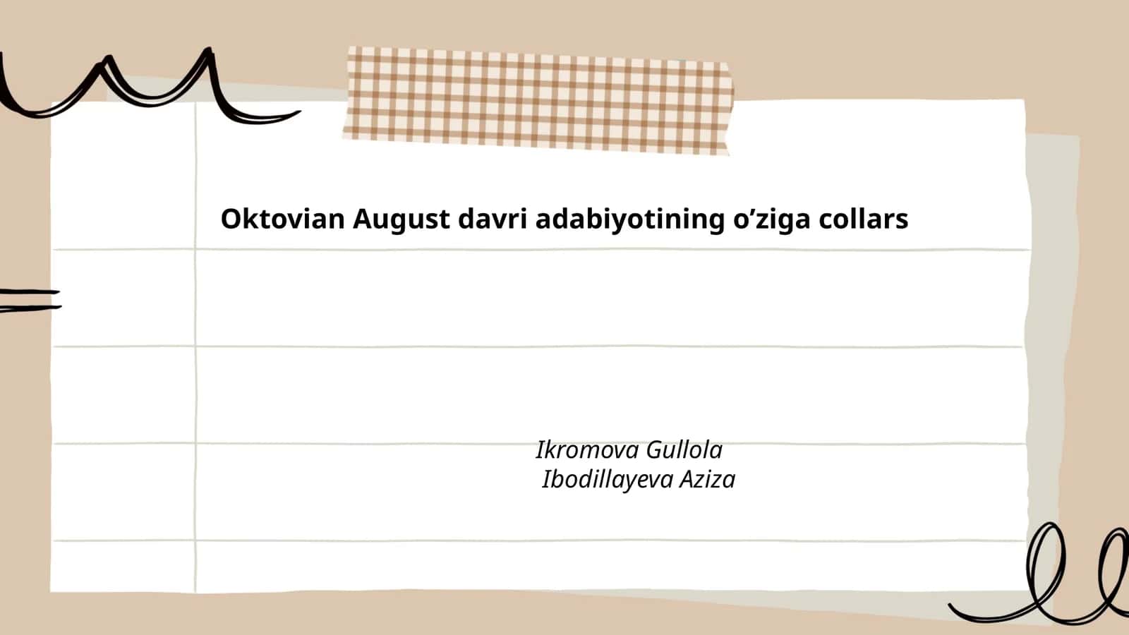 Oktovian - Avgust davri adabiyotining o‘ziga collars