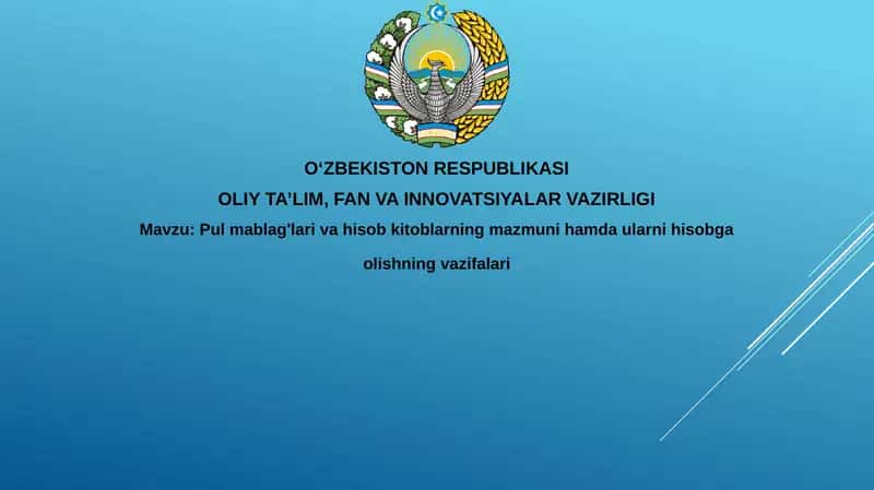 Pulmablag'larivahisobkitoblarningmazmunihamdaularnihisobgaolishningvazifalari