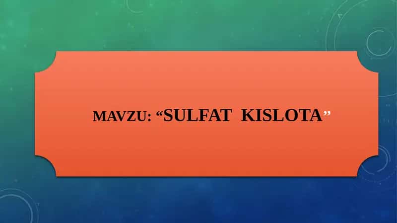 Sulfat kislo'ta