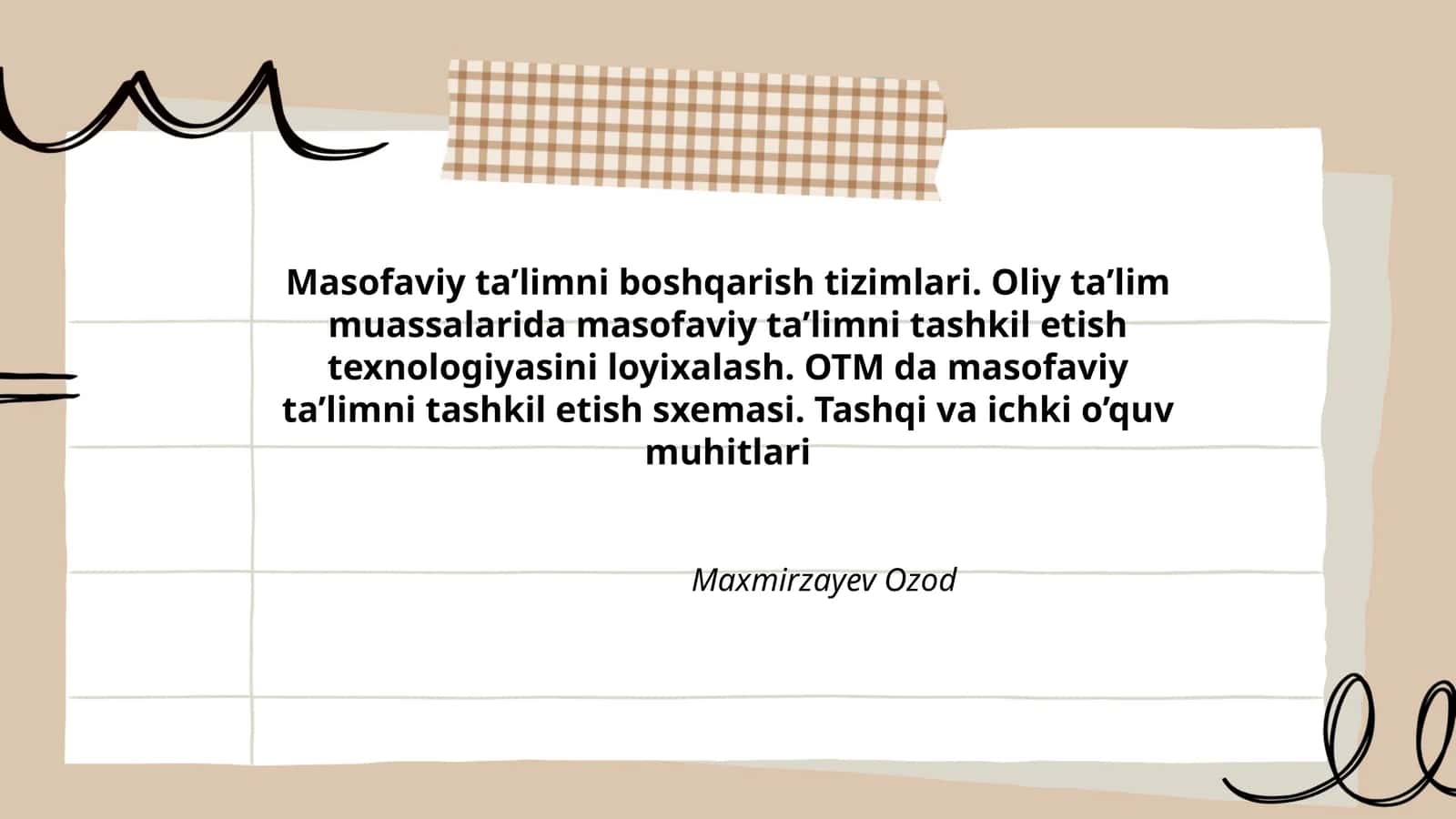 Masofaviy ta’limni boshqarish tizimlari