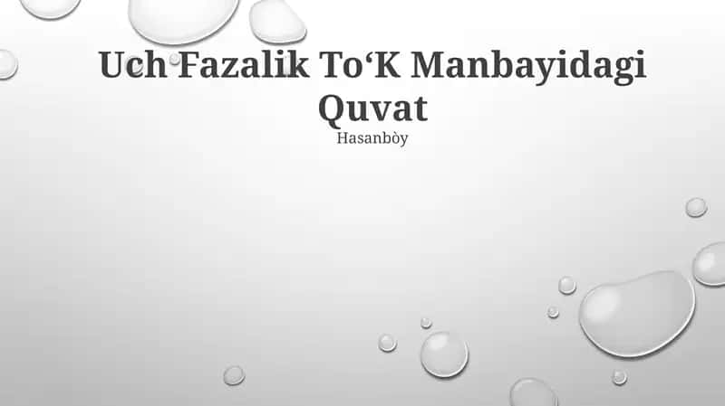 Uch Fazalik ToʻK Manbayidagi Quvat