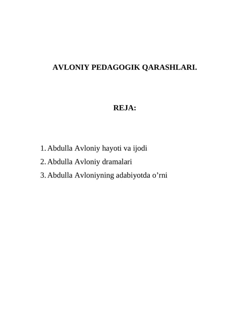 AVLONIY PEDAGOGIK QARASHLARI