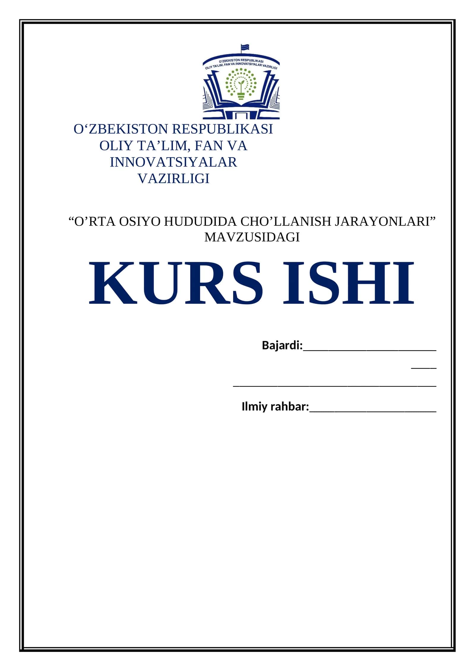 O‘RTA OSIYO HUDUDIDA CHO’LLANISH JARAYONLARI