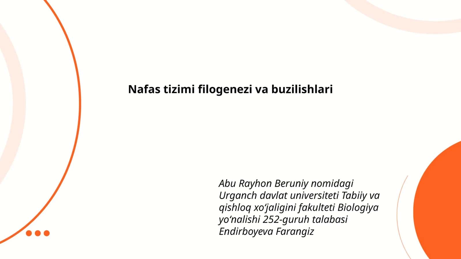 Nafas tizimi filogenezi va buzilishlari