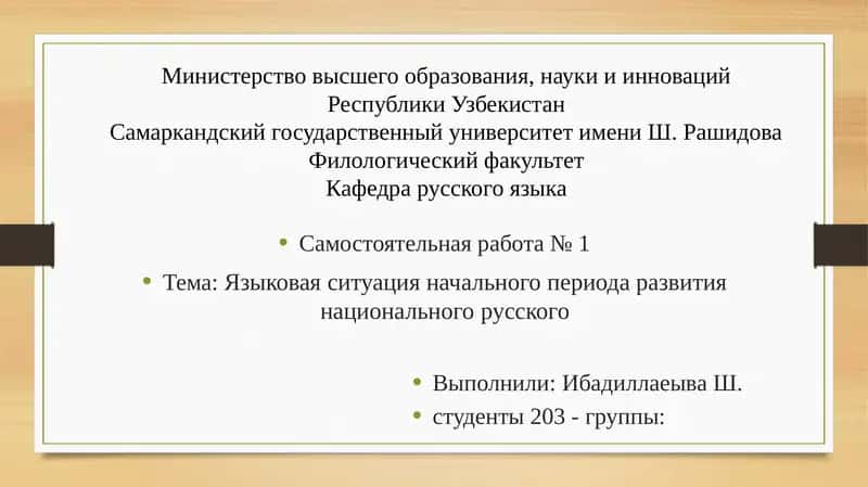 Самостоятельная работа № 1