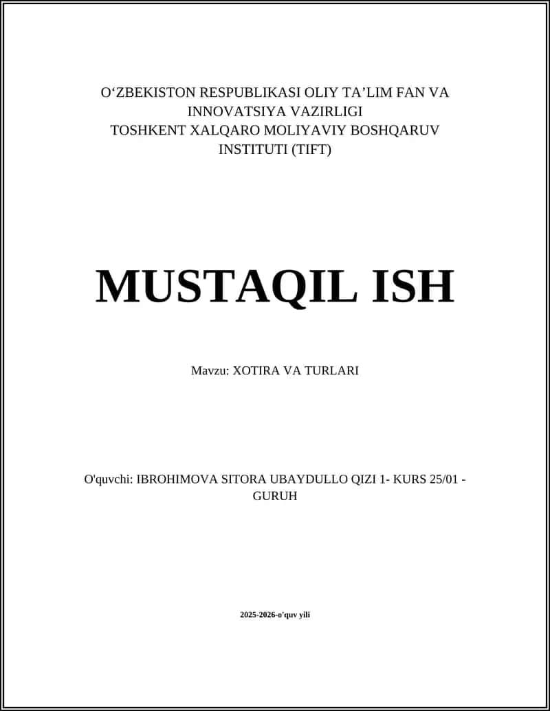XOTIRA VA TURLARI