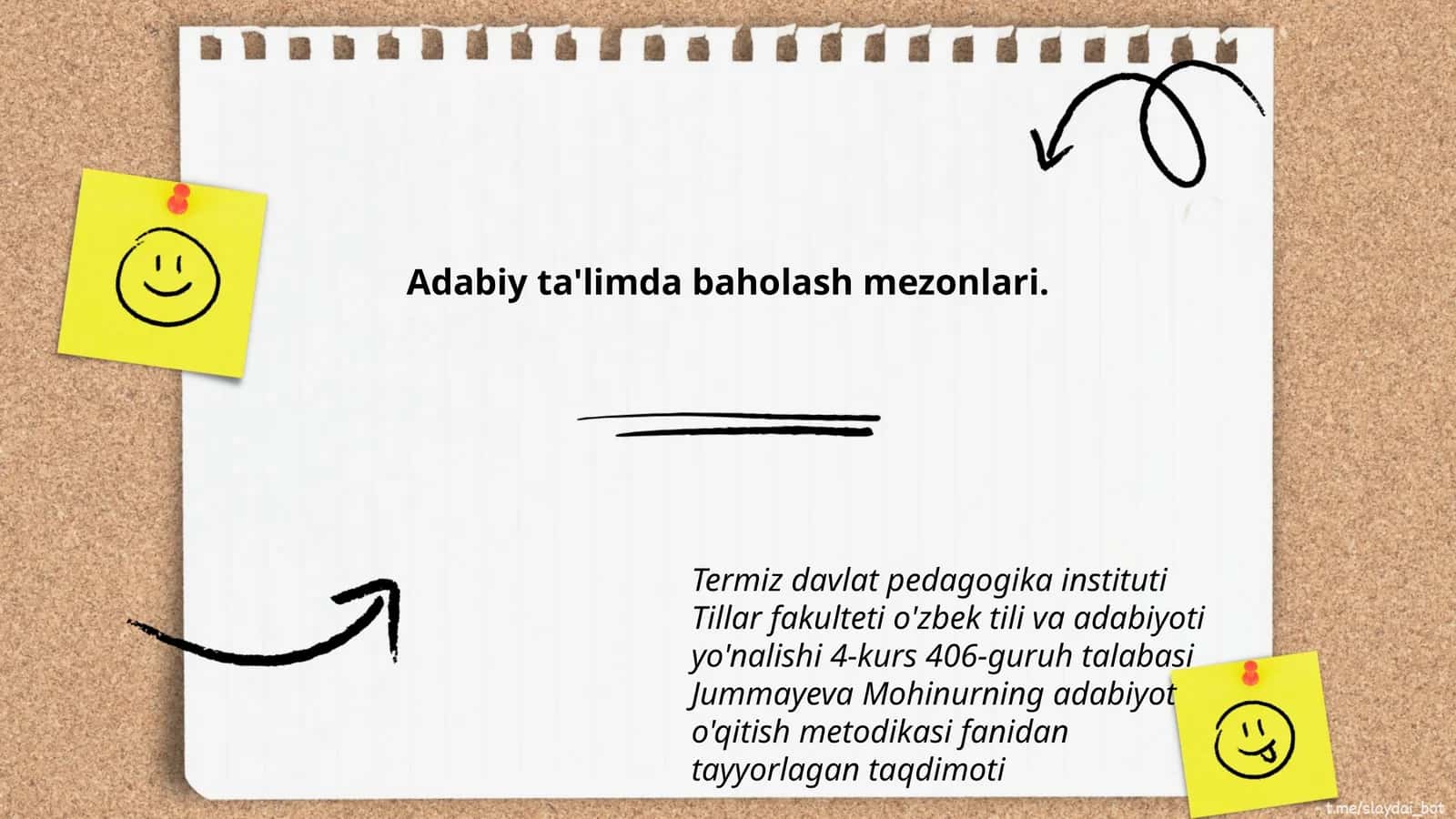 Adabiy ta'limda baholash mezonlari