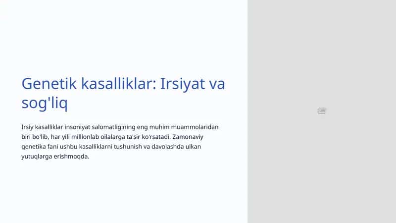 Genetik kasalliklar: Irsiyat va sog'liq