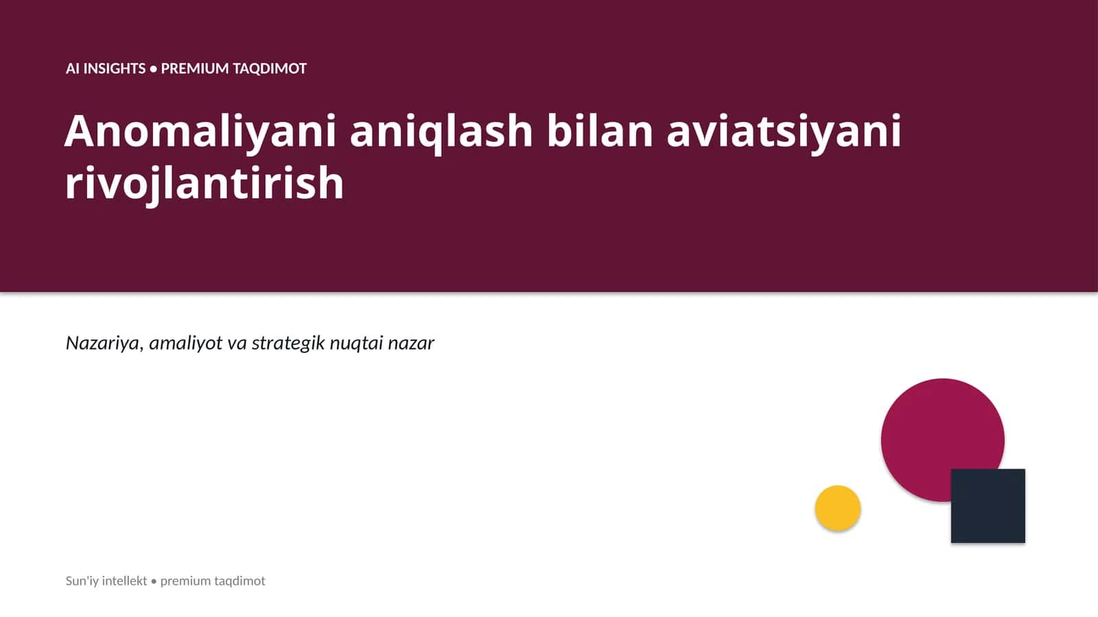 Anomaliyani aniqlash bilan aviatsiyani rivojlantirish