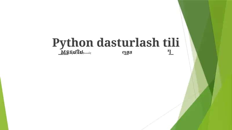 Piton Dasturlash Tilining Qo'llanilishi va Misollar