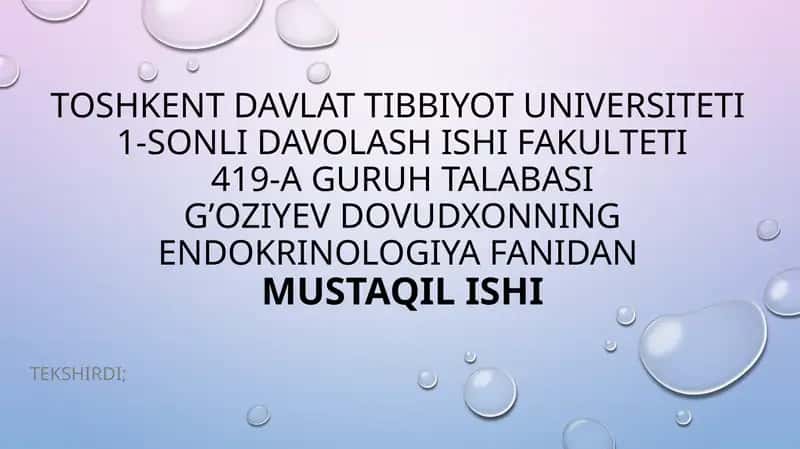 Qandli diabetning surunkali asoratlari