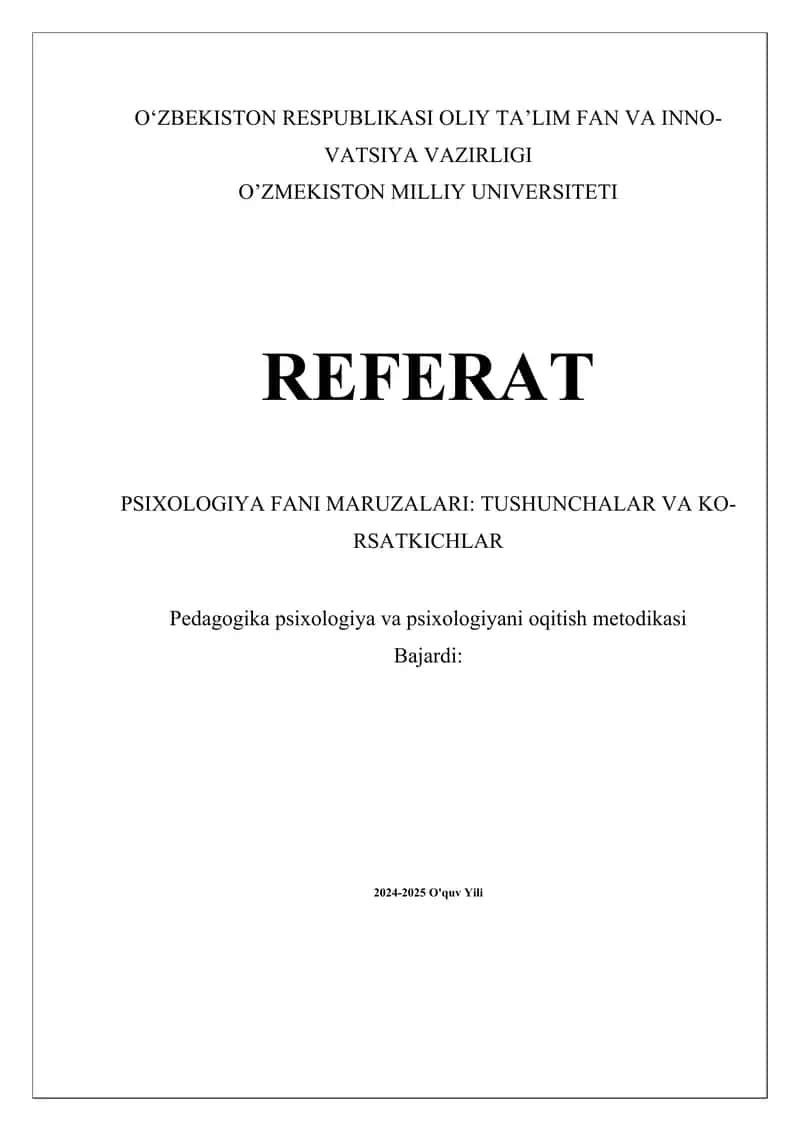 TUSHUNCHALAR VA KORSATKICHLAR
