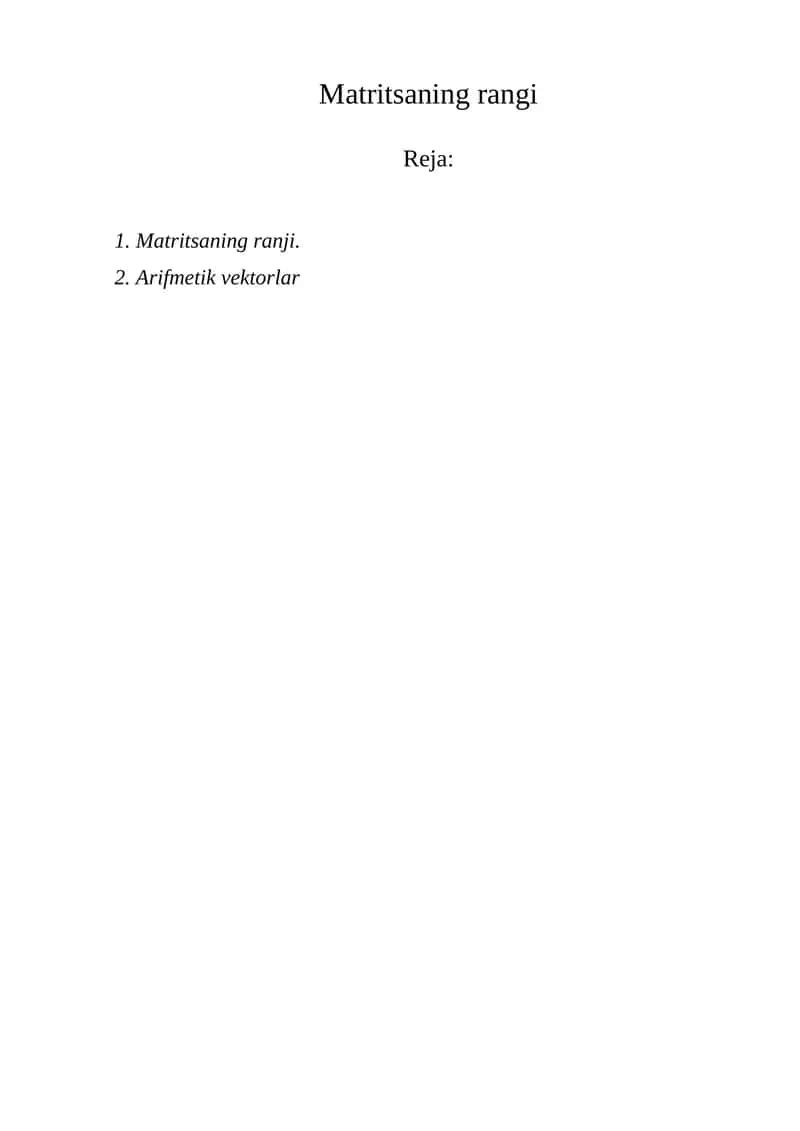Matritsaning rangi
