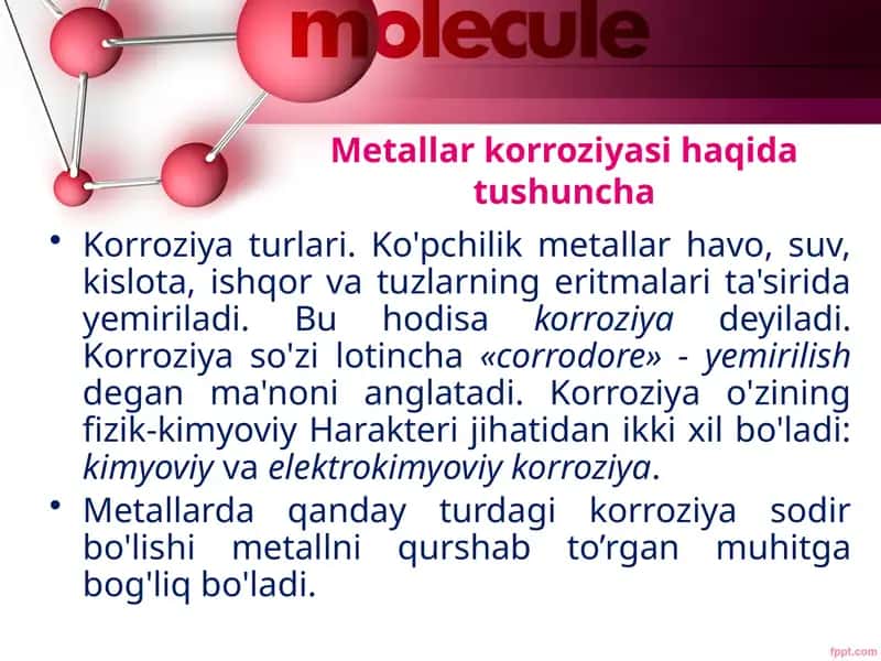 Metallarkorroziyasi haqida tushuncha