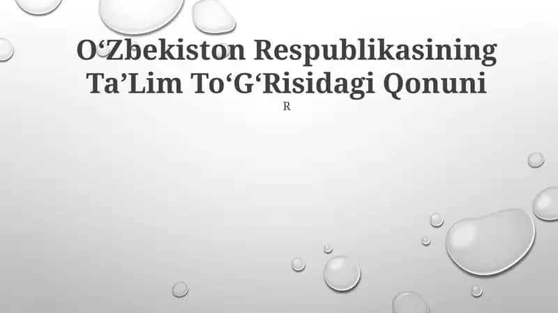 OʻZbekiston Respublikasining TaʼLim ToʻGʻRisidagi Qonuni