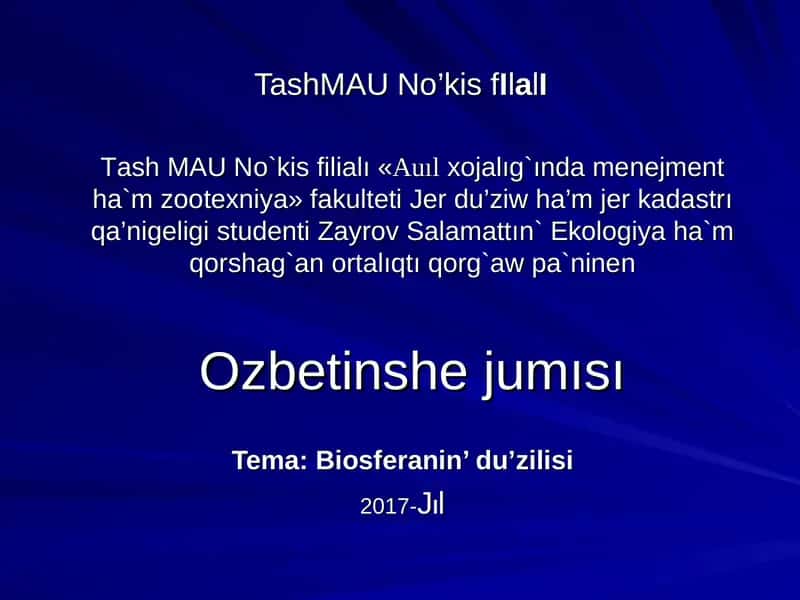 Biosferanin’ du’zilisi