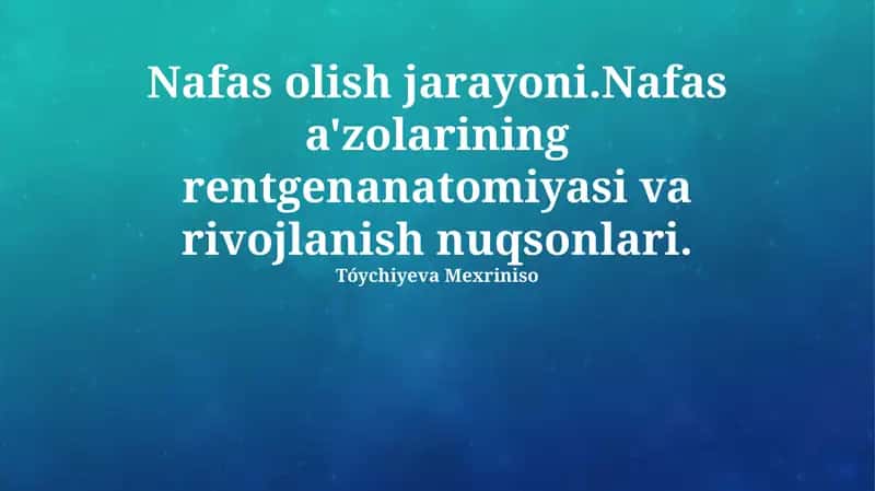 Nafas olish jarayoni