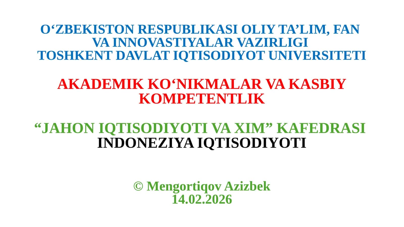 Indoneziya iqtisdoiyoti va emperik tahlili (OLS model)