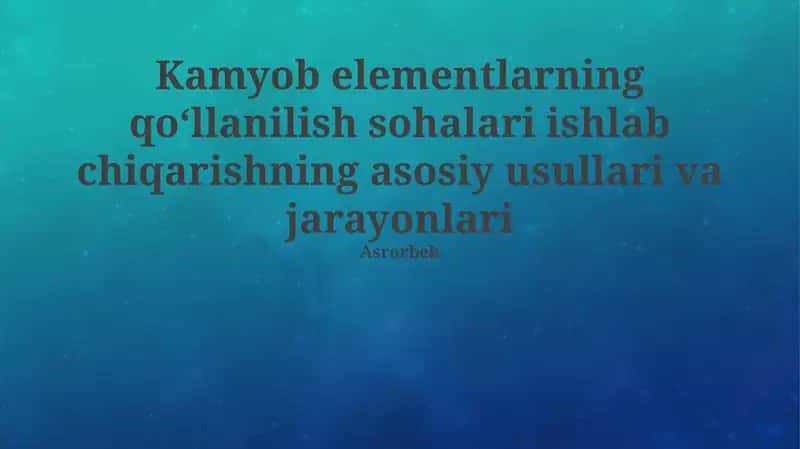Nodir yer elementlarining qo'llanish sohalari