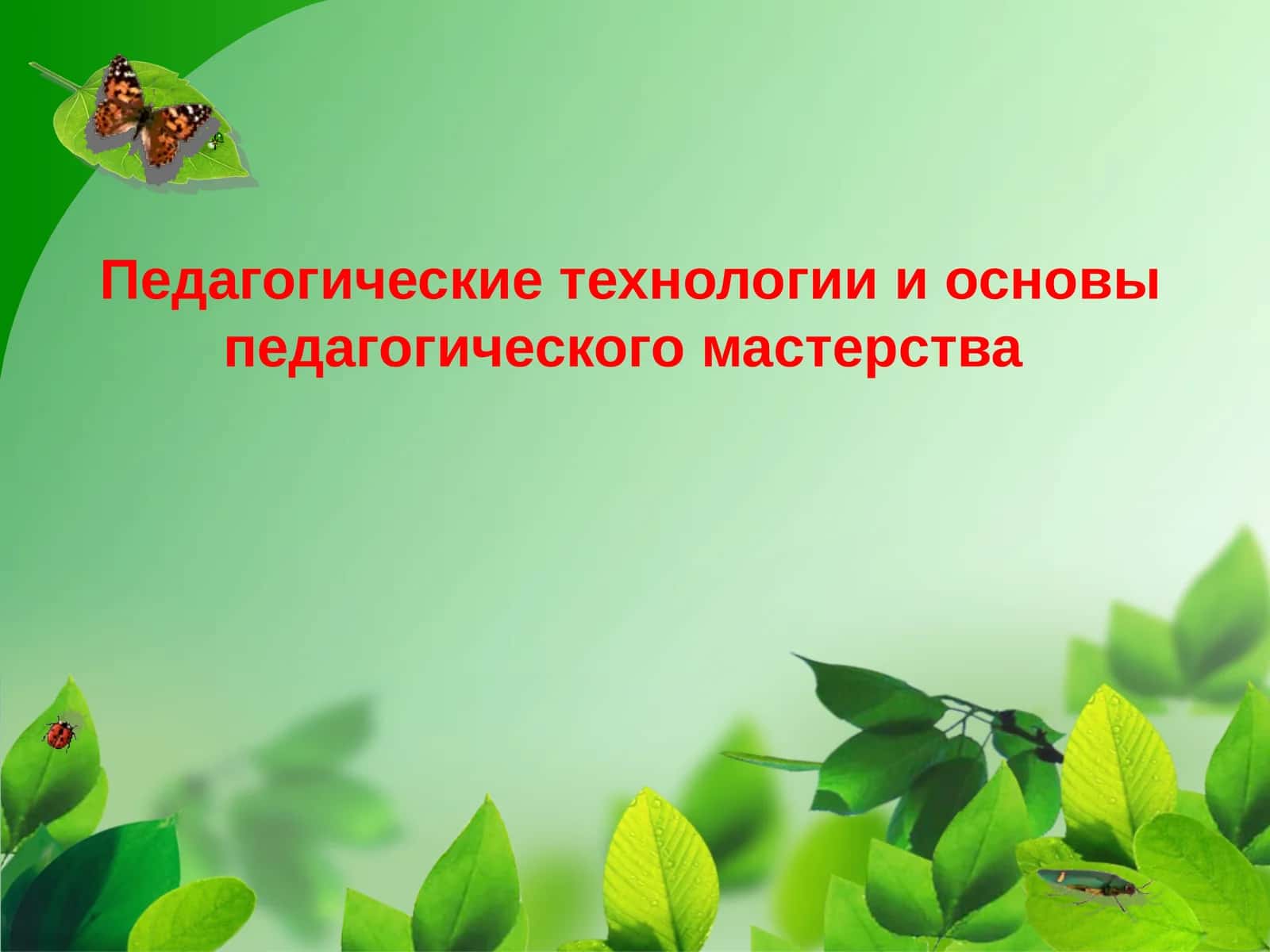 Педагогические технологии и основы педагогического мастерства
