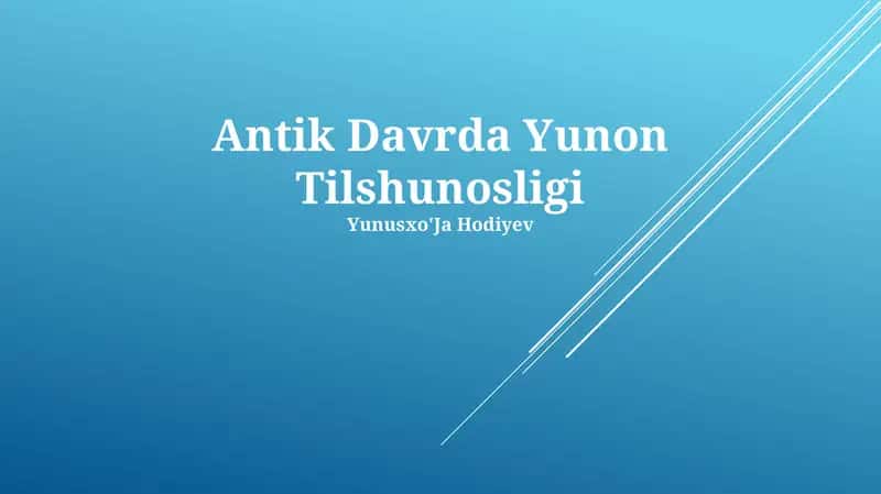 Antik Davrda Yunon Tilshunosligi