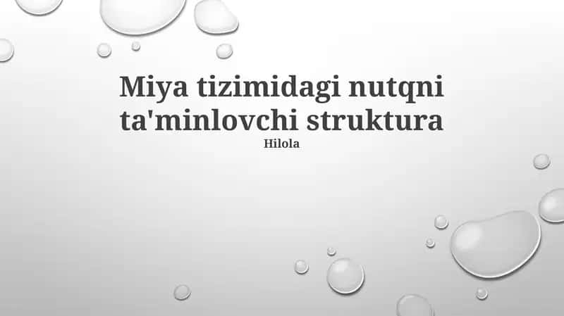 Miya tizimidagi nutqni ta'minlovchi struktura