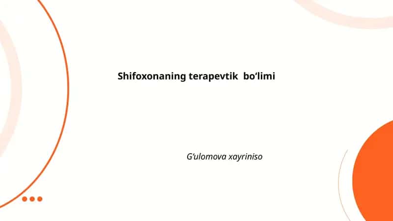 Shifoxonaning terapevtik bo‘limi