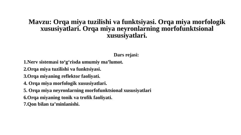 Orqa miya tuzilishi va funktsiyasi