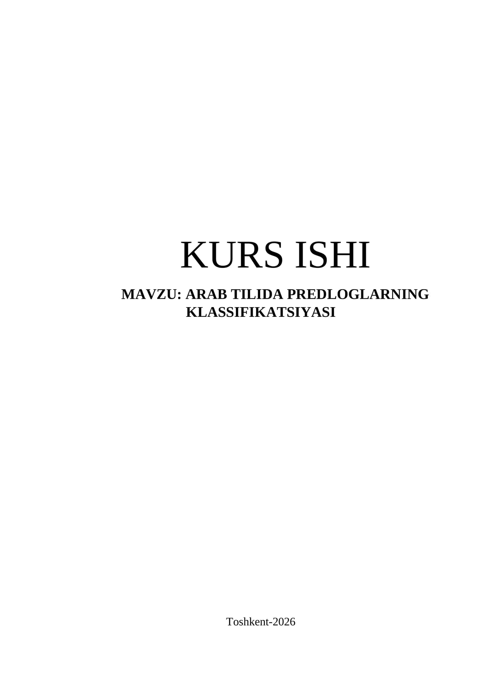 KURS ISHI Arab tilida predloglarning klassifikatsiyasi
