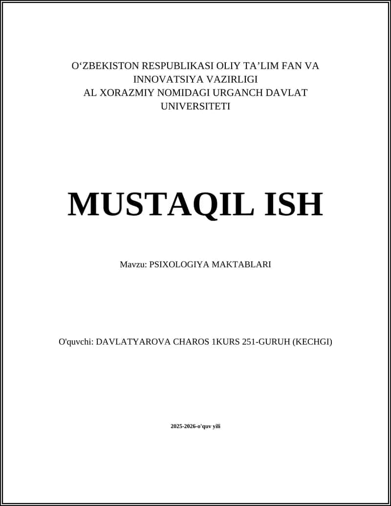 PSIXOLOGIYA MAKTABLARI