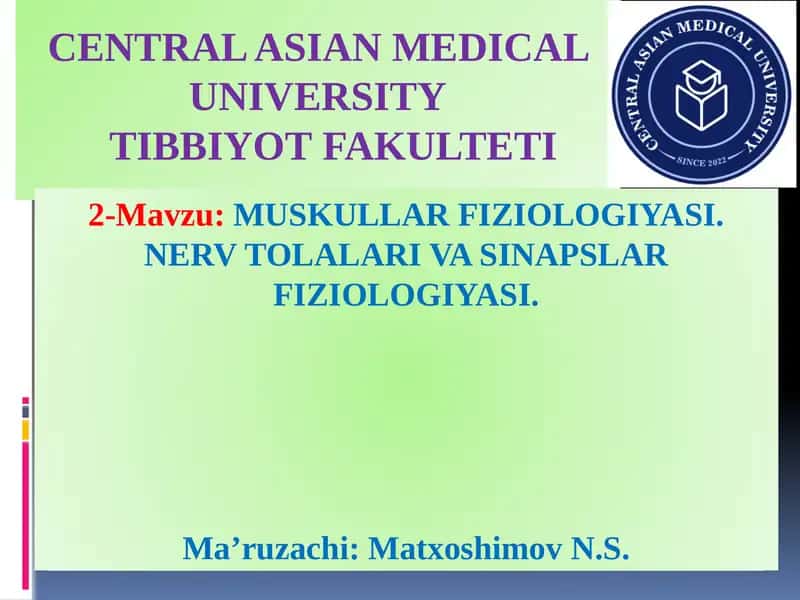 CENTRAL ASIAN MEDICAL UNIVERSITY