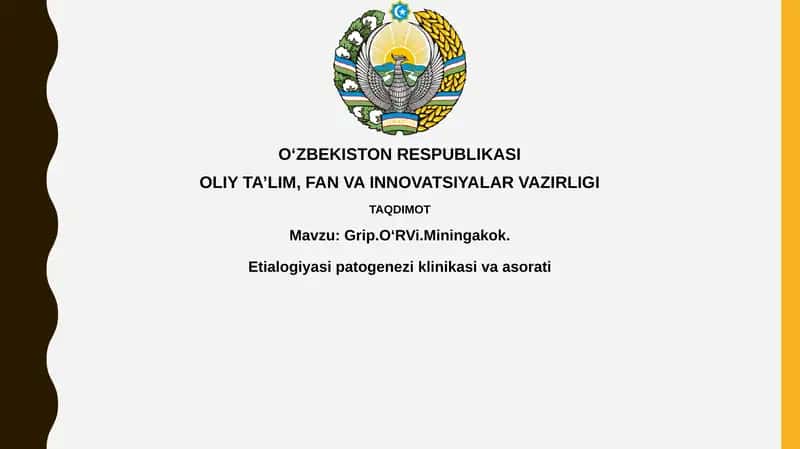 Grip.OʻRVi.Miningakok.Etialogiyasipatogeneziklinikasivaasorati