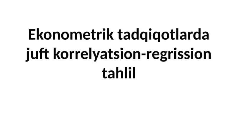Ekonometriktadqiqotlar